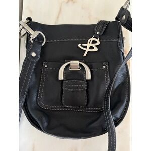 B. MAKOWSKY Purse Convertible Crossbody Black Pebbled Leather Shoulder Handbag